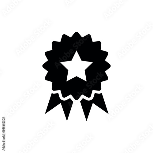 Black star rosette ribbon white