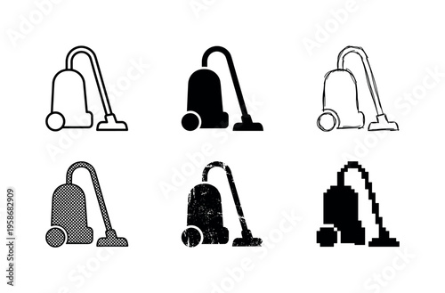 Six vacuum cleaner icons arranged in two rows