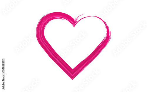 Pink Heart Shape Brush Stroke Isolated On White For Love Concepts
