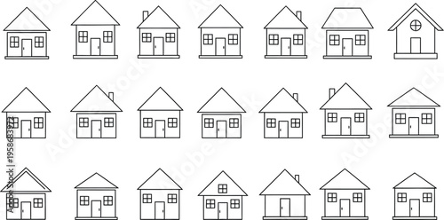 Detailed architectural sketches of various house designs