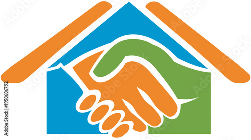 Home Partnership Agreement Handshake Illustration for Real Estate, Property Deal, and Secure Housing Concept