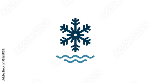 Cold Water and Snowflake Icon for Freezing Temperature, Winter Weather, or Cooling System Graphic Design Element