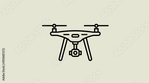 UAV Quadcopter Line Icon for Aerial Photography, Technology, and Remote Control Applications