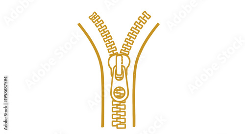 Gold zipper graphic on transparent background  