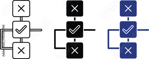 Flowchart with checked and unchecked boxes
