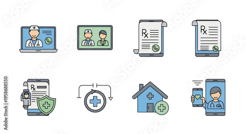 healthcare technology, medical icons