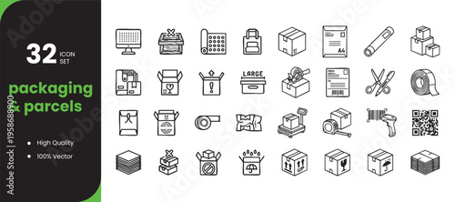 Packaging and parcel doodle vector icon set