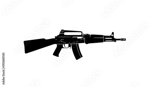 Automatic rifle black silhouette illustration minimal monochrome weapon vector isolated design