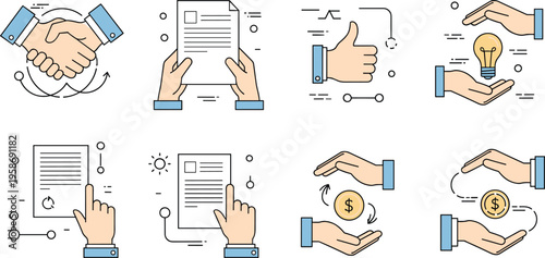 Strategic Business Ideation and Executive Problem-Solving Icon Set featuring Innovation Mapping, Brainstorming, and Collaborative Synergy