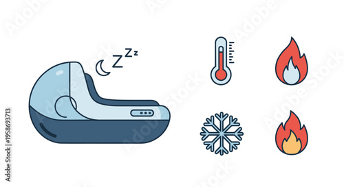 sleep pod with temperature control icons
