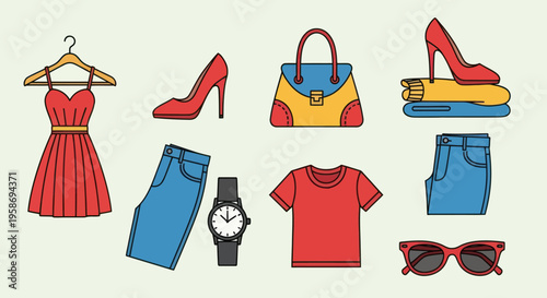 fashion clothing accessories icons