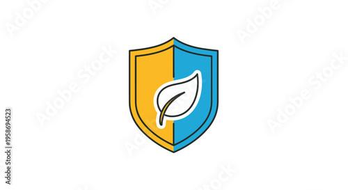 Shield with leaf logo, protection and nature symbol