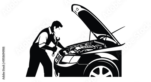 Mechanic, car repair, auto maintenance, engine check