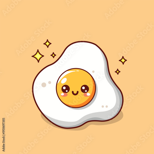 Sunny side up fried egg with a happy smiley face  suitable for breakfastrelated design projects, food blogs, and cheerful marketing materials.