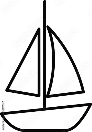 Minimalist sailboat icon vector illustration of a sailing boat for nautical maritime ocean travel summer vacation and sea recreation branding
