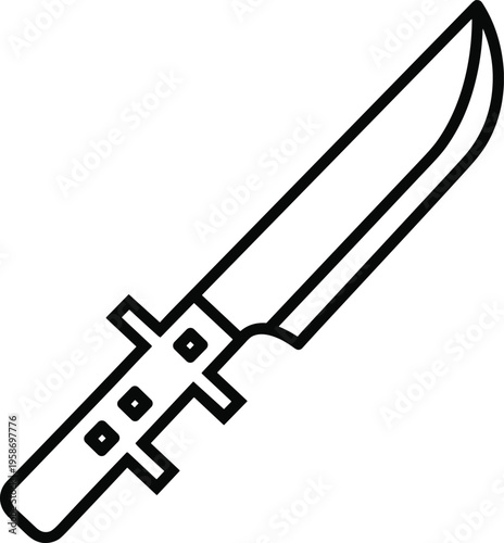 Tactical survival knife icon vector illustration of a military hunting tool for outdoor camping adventure security and wilderness gear branding