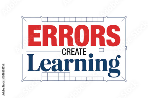 Image displays the words errors create learning in red and blue