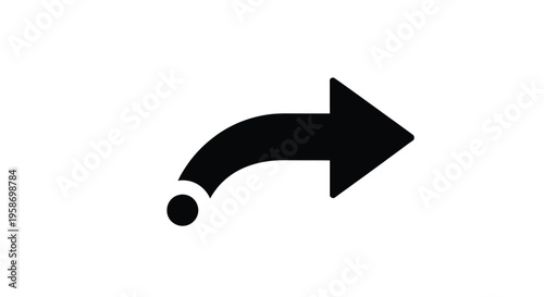Simple black arrow icon with a circular element pointing to the right