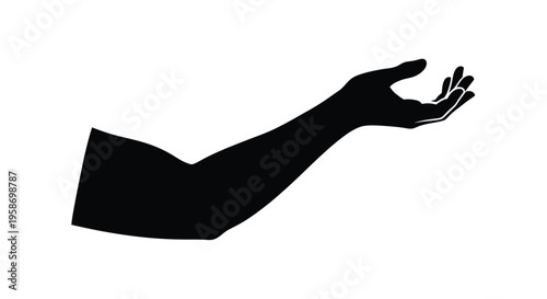 A silhouetted arm reaching outward with an open palm