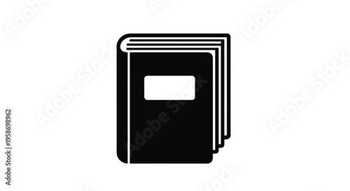 Simple black and white illustration of a closed rectangular book