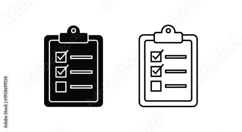 Two clipboard icons with checkboxes one filled and one outlined
