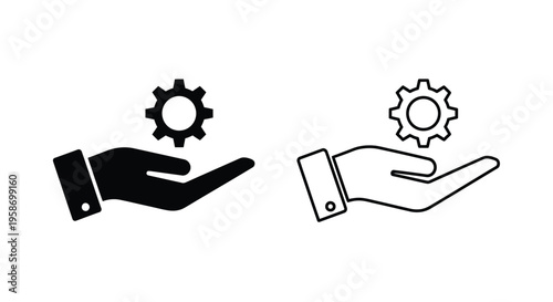Hands cradling gears a symbol of support process and mechanisms