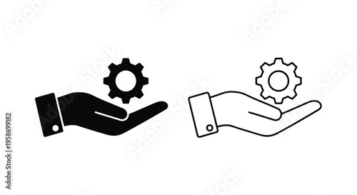 Hands holding gears a symbol of control process and technology