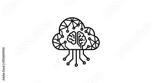 Artificial intelligence concept a brain integrated with a cloud network