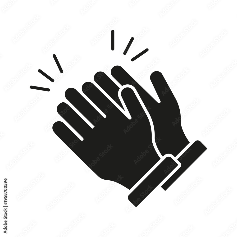 Obraz premium Clapping Hands Solid Icon. Applause, Appreciation, And Celebration Silhouette Symbol. Positive Feedback And Support. Isolated Vector Illustration