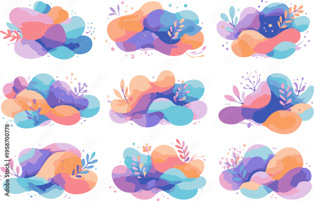 Fototapeta premium Abstract Color Blob Shapes Collection . Modern set of colorful abstract blobs and organic shapes. Perfect for backgrounds, branding, and social media designs.