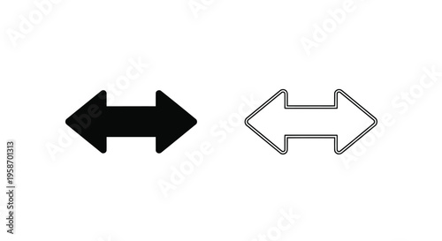 Two opposing arrows a solid black and a hollow outline