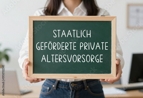 Staatlich geförderte private Altersvorsorge im Angebot, Kreidetafel