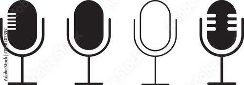 Microphone icon set for speech and podcast mic symbol  