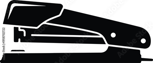 Silhouette of a classic office stapler tool for paper binding vector illustration
