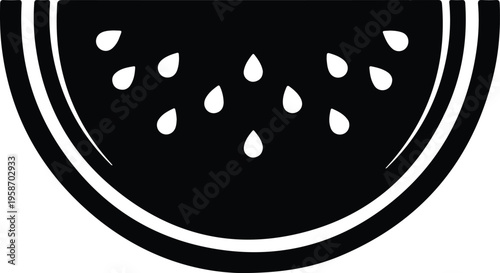 Silhouette watermelon slice with seeds isolated on a plain backdrop vector illustration