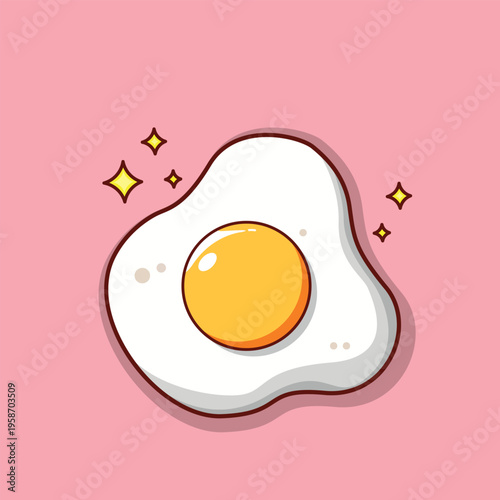Egg on a bright pink background, ideal for food blogs, breakfast menus, or cute kitchen decor themed designs.