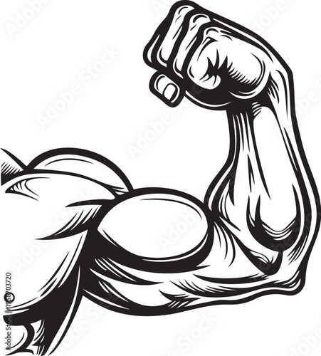 Strong Arm Showing Biceps Muscle. Power Fitness Concept.