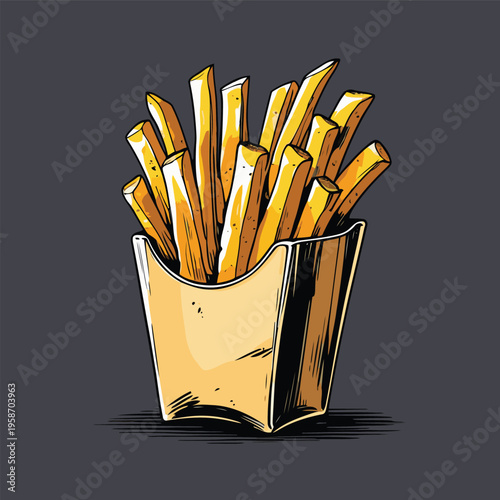 flat vector image of french fries
