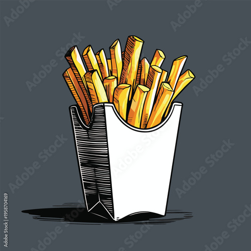 flat vector image of french fries
