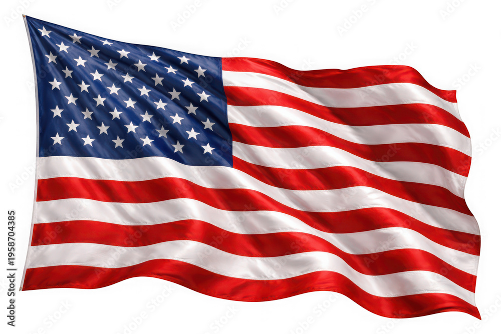 Obraz premium Waving american flag with stars and stripes, asset as isolated on transparent background