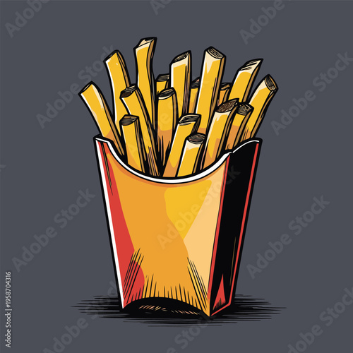 flat vector image of french fries