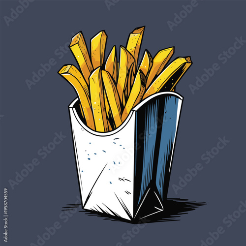 flat vector image of french fries