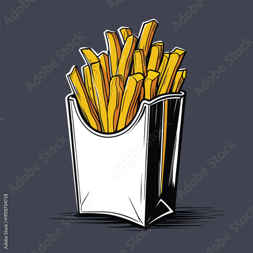 flat vector image of french fries