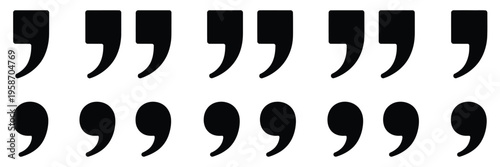 Quotation marks quote icon set, modern line and flat style icons for quotes, citations, and dialogue in articles, presentations, and digital content, vector illustration.