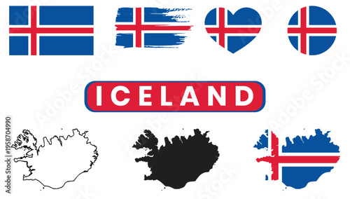 Bild auf Leinwand Iceland flag and map symbolsIceland flag and map symbols