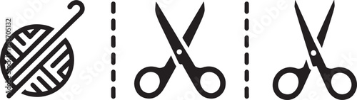 Ball of yarn, scissors, and cutting craft