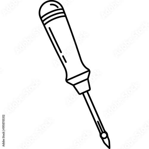 Minimalistic punch needle tool for rug making outline icon