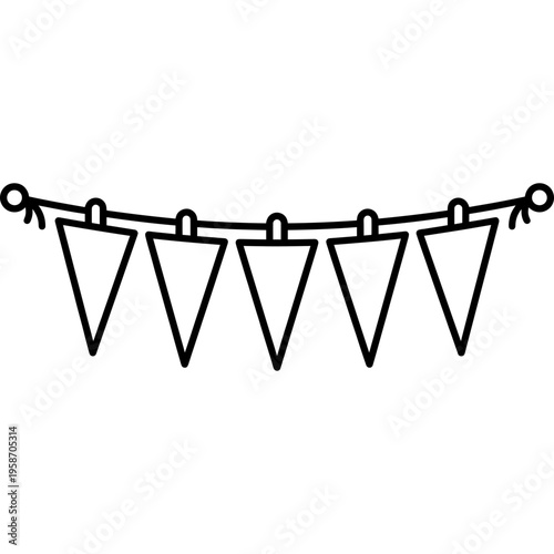 Minimalistic string of triangular signal pennants outline icon