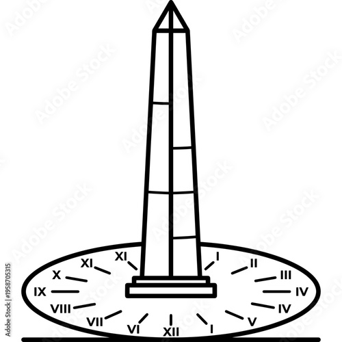 Minimalistic obelisk gnomon sundial outline icon