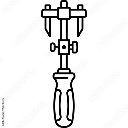 Minimalistic luthier purfling marker cutter outline icon